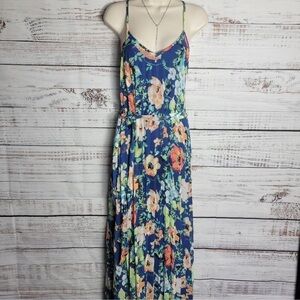 B Darlin Pleated Floral Maxi Dress with Tie